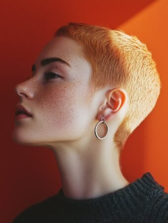 Profile Portrait with Orange Background